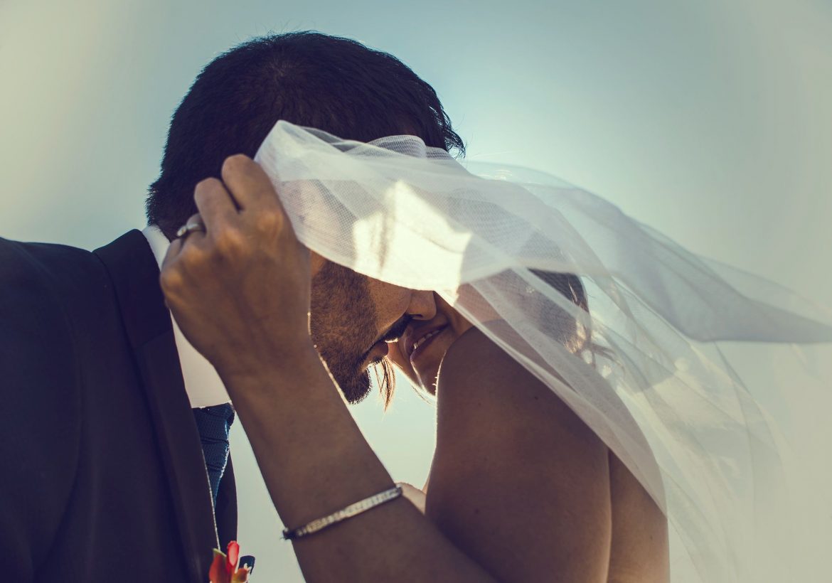 post wedding session kiss