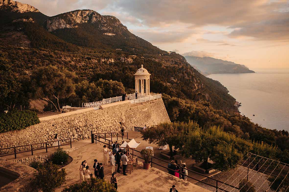 "ALT"boda en son marroig deia mallorca vista de cupula atardecer"