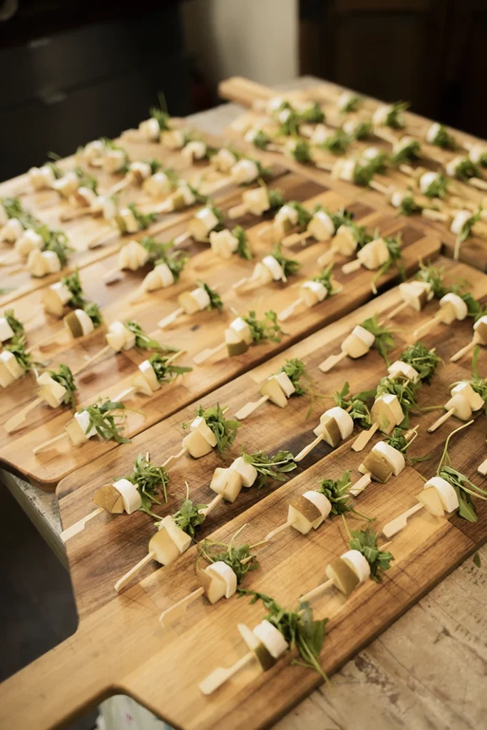 Elegant appetizers served at a luxury wedding in Sitges.