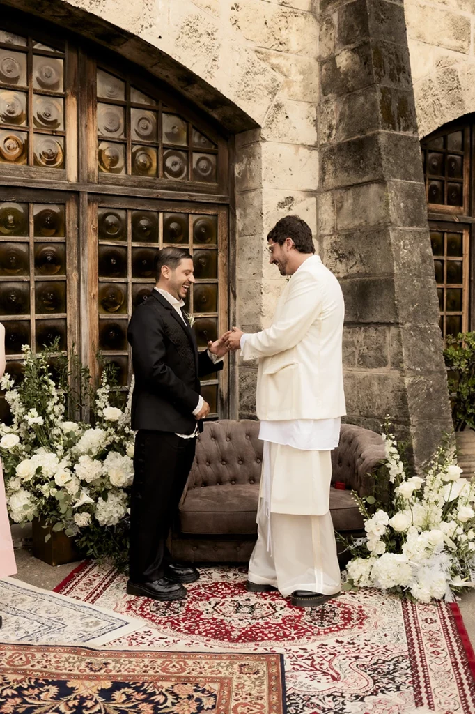 Exchanging wedding rings at Finca Gordiola Mallorca.