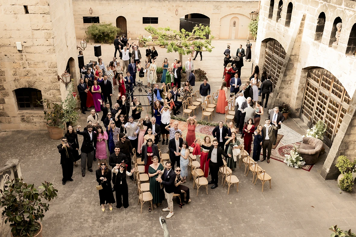 Wedding guests gather at Finca Gordiola Mallorca.