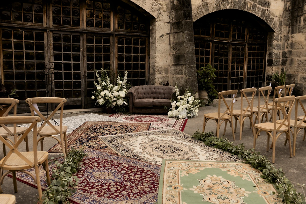 Wedding altar setup at Finca Gordiola Mallorca.