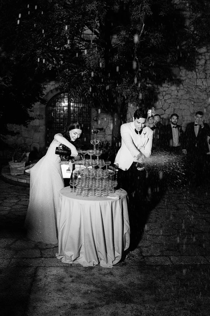 torre de cava en boda en Son Marroig Mallorca de noche