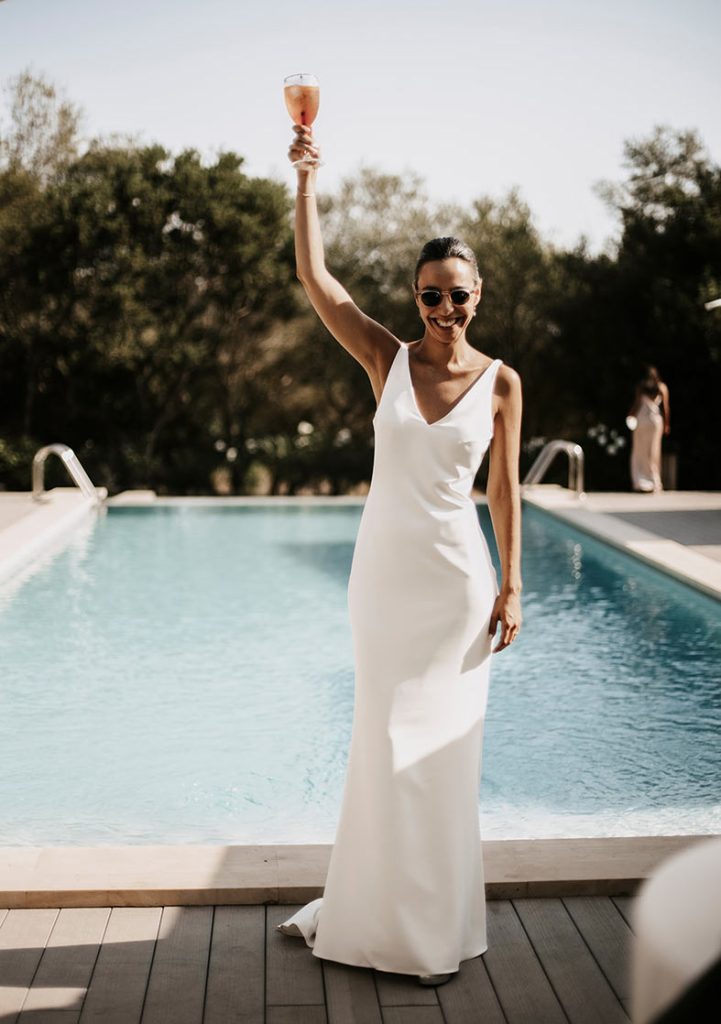 luxury wedding venue in Mallorca Las Barracas bride by pool