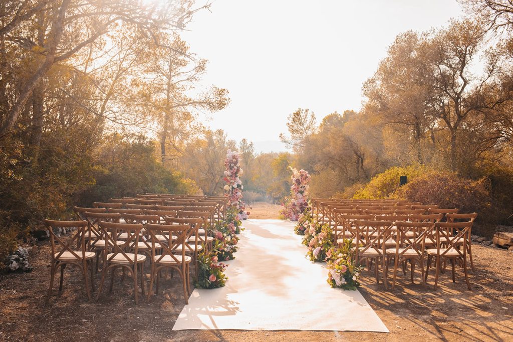 wedding ceremony setup Son Veri Mallorca forest