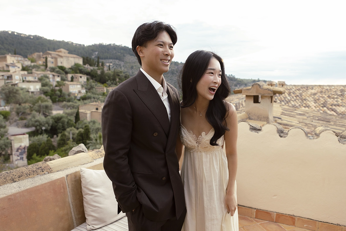 Happy couple after their marriage proposal at Belmond La Residencia Deià in Mallorca