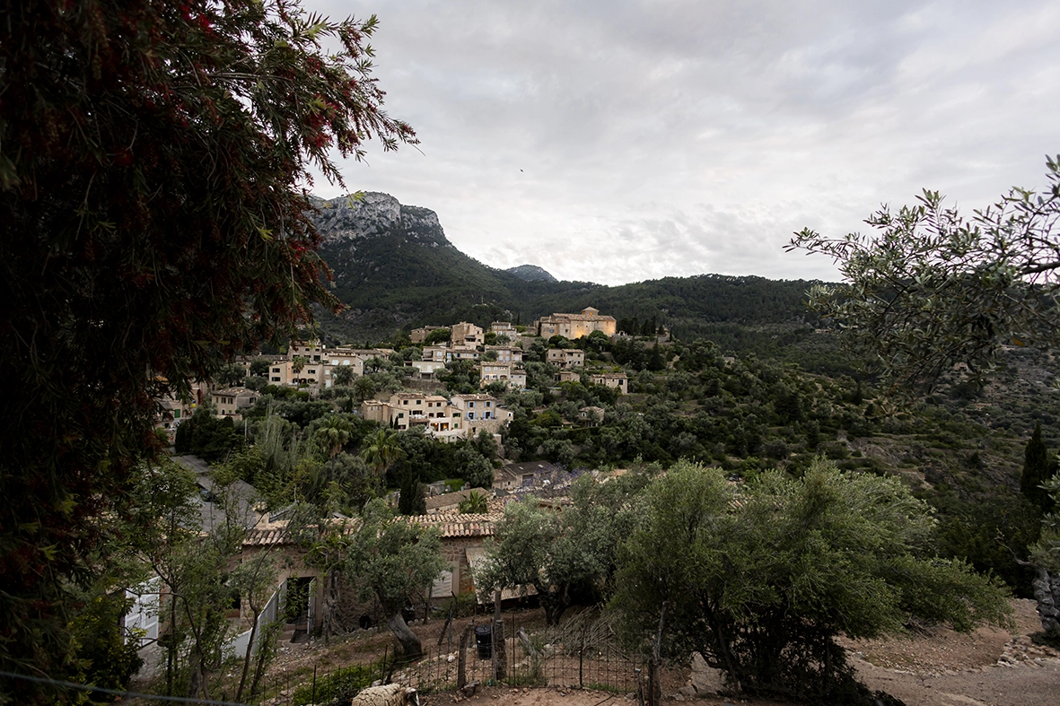 Panoramic mountain view of Deià during a marriage proposal at Belmond La Residencia